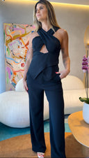 CONJUNTO PRETO CREPE PATOU DE ACETATO