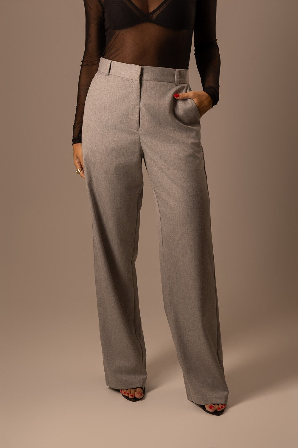 CALÇA ALFAIATARIA RETA CINZA