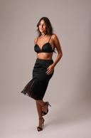 TOP CROPPED ACETINADO PRETO