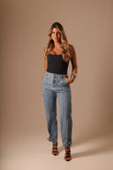 Calça Jeans Botões Frente com Amarração - TYNA - foto 5
