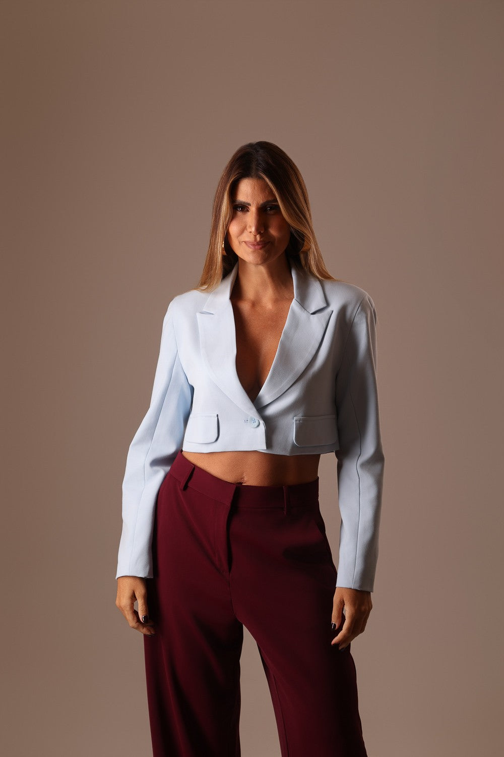 BLAZER ALFAIATARIA CROPPED AZUL SERENO