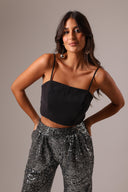 Calça Jogger Paetê Preta e Prata - TYNA - foto 14