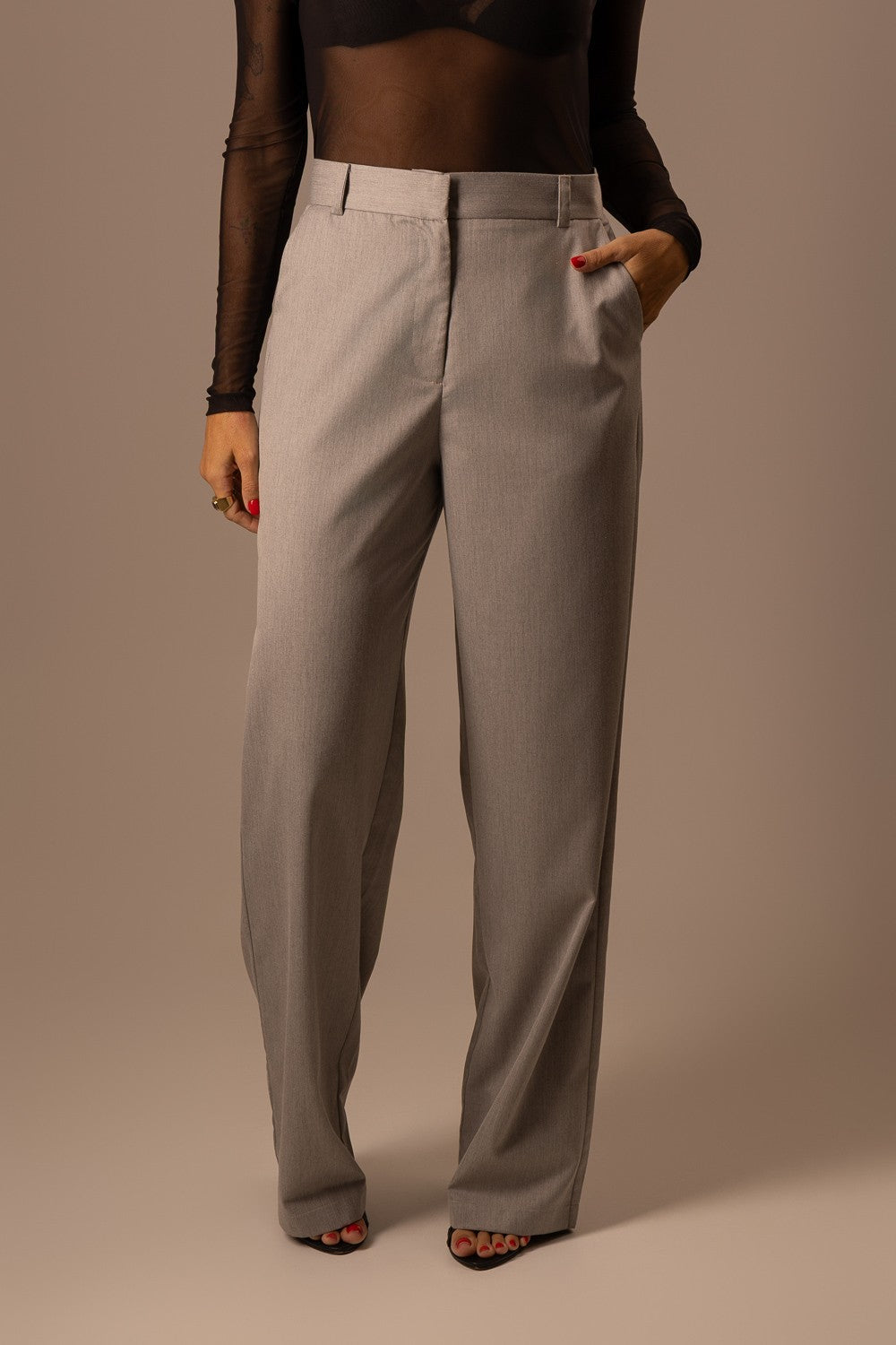 CALÇA ALFAIATARIA RETA CINZA