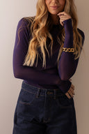 Blusa Tule Azul Noite Manga Longa com Dedinho - TYNA - foto 5