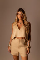 Blusa Linho Assimétrico Paçoca - TYNA - foto 3