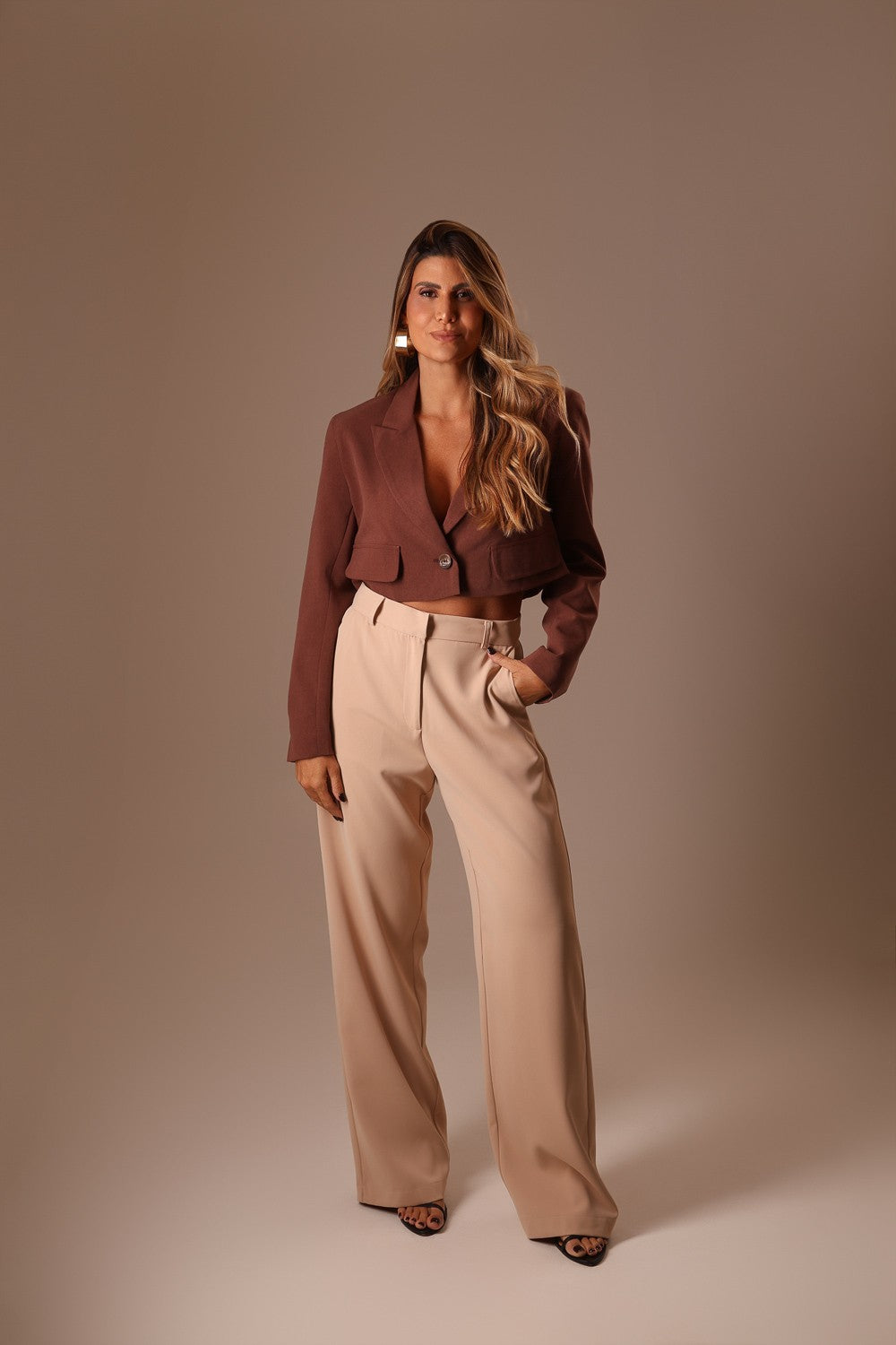 BLAZER ALFAIATARIA CROPPED CHOCO