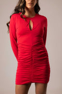 VESTIDO CURTO VERMELHO MANGA LONGA