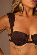 BIQUINI MEIA TAÇA CANELADO CAFÉ