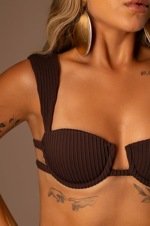 BIQUINI MEIA TAÇA CANELADO CAFÉ