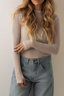 Blusa Tule Baunilha Manga Longa com Dedinho - TYNA - foto 4