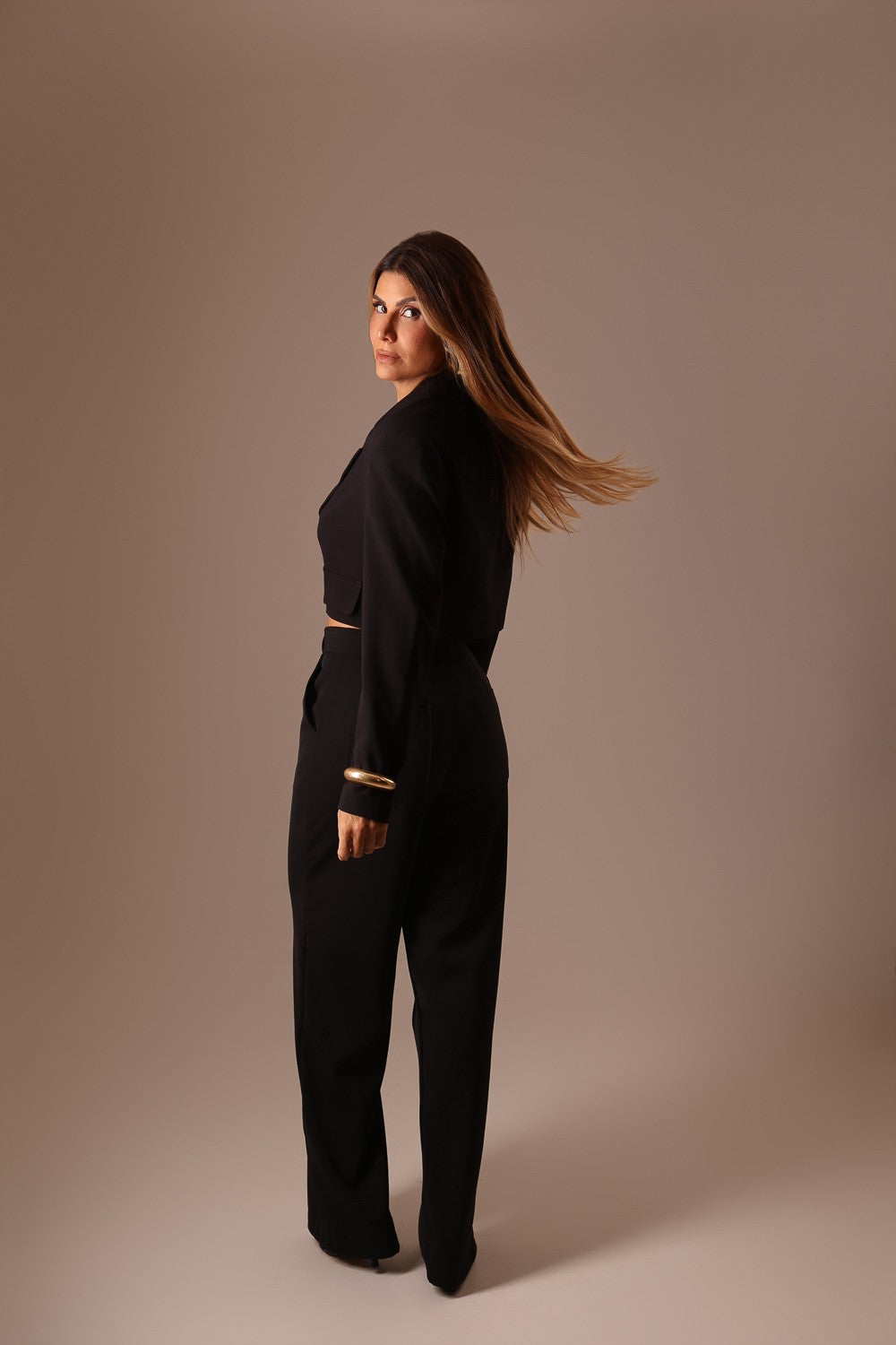 BLAZER ALFAIATARIA CROPPED PRETO