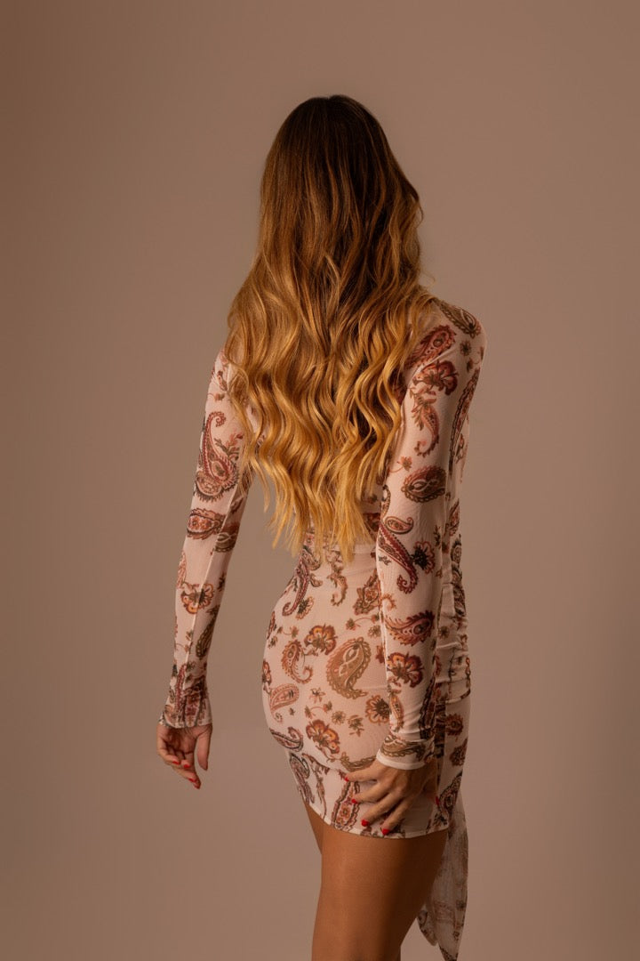 VESTIDO TULE CURTO PAISLEY