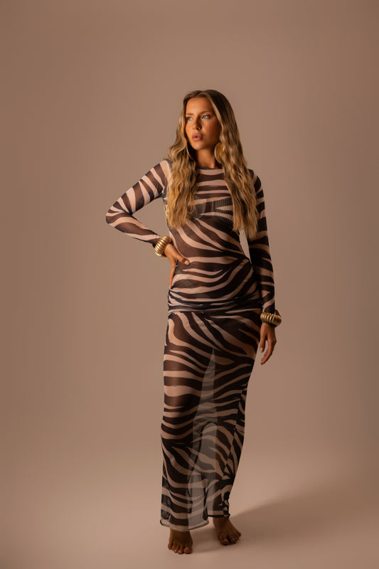 VESTIDO TULE LONGO ZEBRA