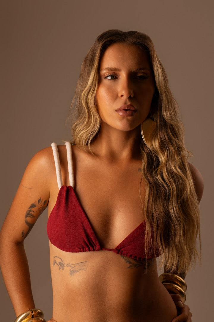 BIQUINI CORTININHA CORDA BORDÔ