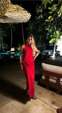 VESTIDO VERMELHO FENDA