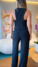 CONJUNTO PRETO CREPE PATOU DE ACETATO