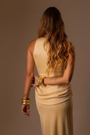 VESTIDO CHAMPAGNE FENDA