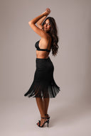 SAIA FRANJAS EM TASSEL PRETA