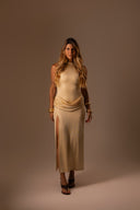 VESTIDO CHAMPAGNE FENDA