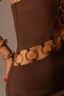 VESTIDO LONGO CAFÉ ARGOLAS