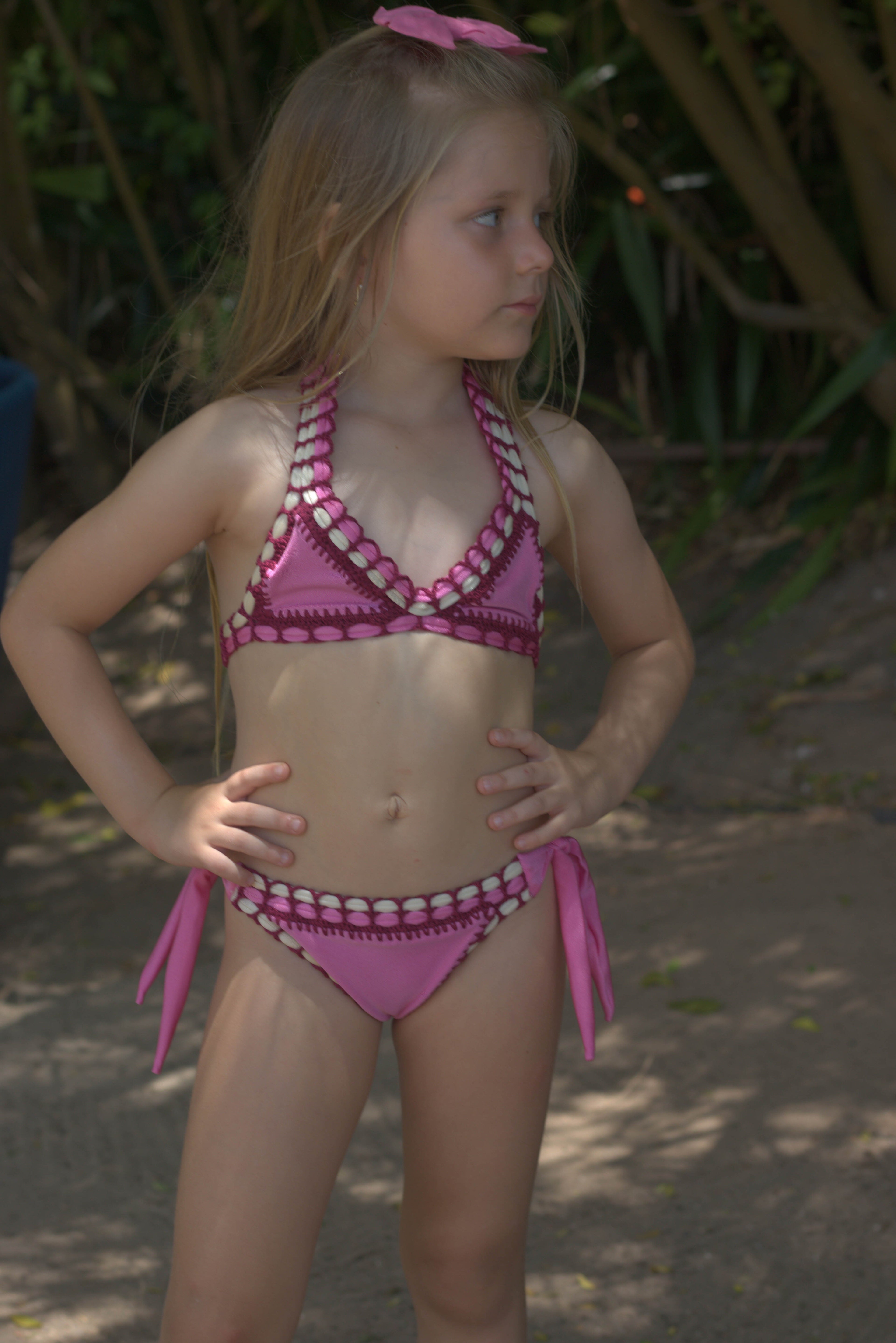 BIQUINI INFANTIL DUPLA FACE ROSA SAUDADE FOR TYNA