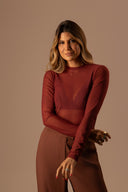 Blusa Vinho Manga Comprida Tule - TYNA - foto 2
