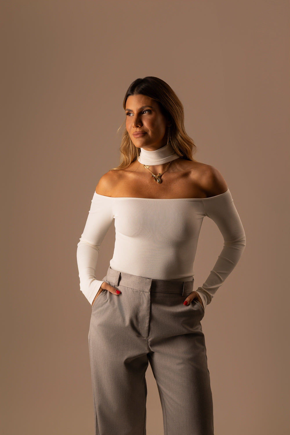 BLUSA MANGA LONGA GOLA OFF WHITE