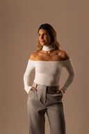 Blusa Manga Longa Gola Off White - TYNA - foto 2