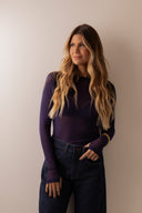 Blusa Tule Azul Noite Manga Longa com Dedinho - TYNA - foto 2