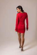 VESTIDO CURTO VERMELHO MANGA LONGA