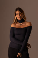 Blusa Manga Longa Gola Preta - TYNA - foto 1