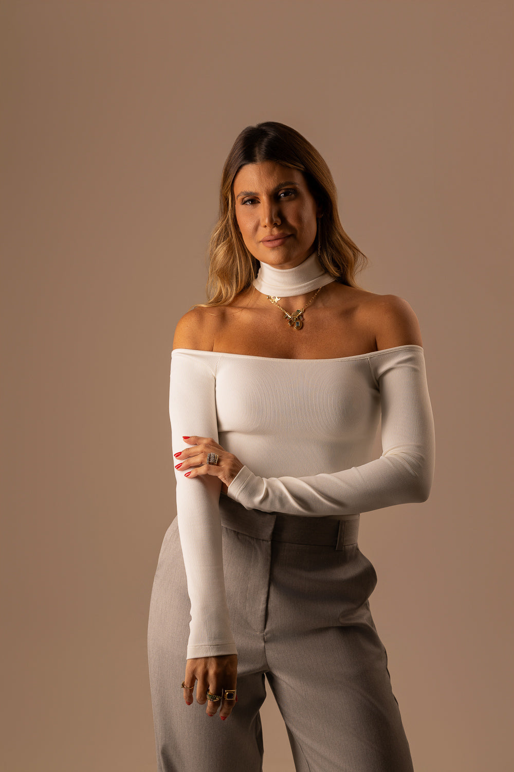 BLUSA MANGA LONGA GOLA OFF WHITE