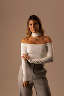 Blusa Manga Longa Gola Off White - TYNA - foto 3