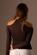 Blusa Manga Longa Gola Café - TYNA - foto 2