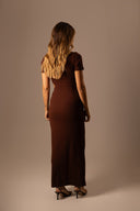 VESTIDO MIDI CHOCO COM FENDA LATERAL