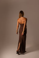 VESTIDO LONGO CAFÉ ARGOLAS