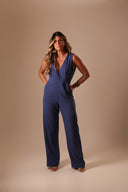 MACACÃO AZUL ALFAIATARIA CORTE RETO