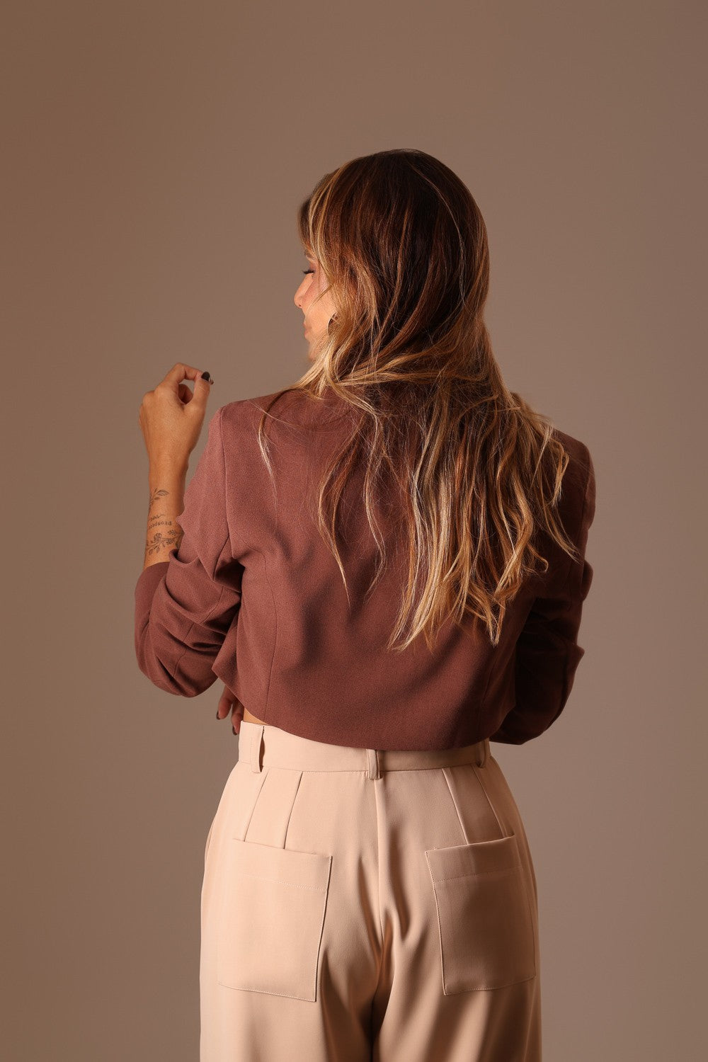 BLAZER ALFAIATARIA CROPPED CHOCO