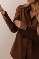 Camisa Florença Punho Largo Marrom - TYNA - foto 3