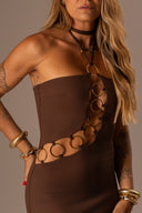 VESTIDO LONGO CAFÉ ARGOLAS