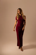 VESTIDO MIDI MARSALA COM FENDA LATERAL