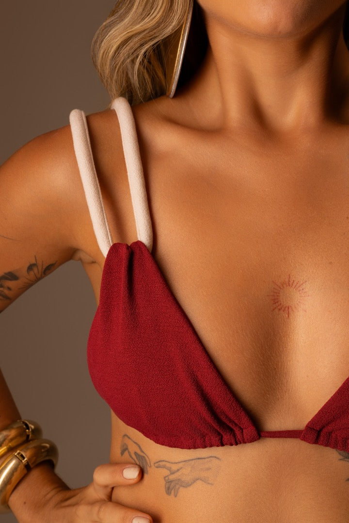 BIQUINI CORTININHA CORDA BORDÔ