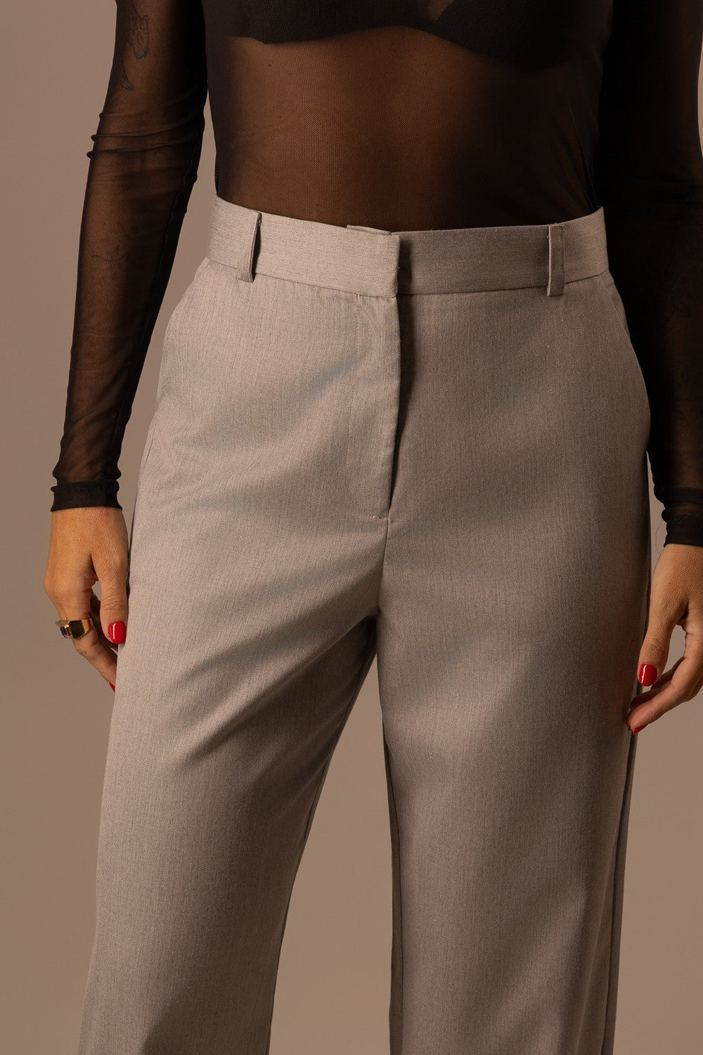 CALÇA ALFAIATARIA RETA CINZA