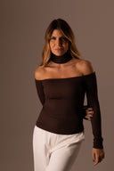 Blusa Manga Longa Gola Café - TYNA - foto 1