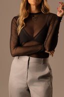 Blusa Preta Manga Comprida Tule - TYNA - foto 4