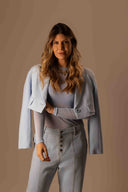 BLAZER ALFAIATARIA CROPPED AZUL SERENO