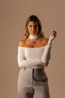 Blusa Manga Longa Gola Off White - TYNA - foto 1