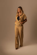 CALÇA RETA ALFAIATARIA BEGE DUST