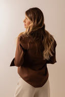 Camisa Florença Punho Largo Marrom - TYNA - foto 4