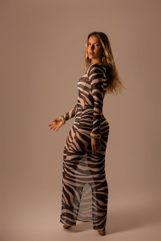 VESTIDO TULE LONGO ZEBRA